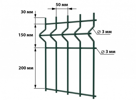 3Д забор: высота 1,5 метра, диаметр прутка 3мм на 3мм - комплектация - 3Д забор: высота 1,5 метра, диаметр прутка 3мм на 3мм