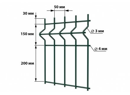 3Д забор: высота 1,5 метра, диаметр прутка 3мм на 4мм - комплектация - 3Д забор: высота 1,5 метра, диаметр прутка 3мм на 4мм